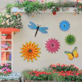 Hionfion colorful metal wall art brightens patios and indoor spaces.