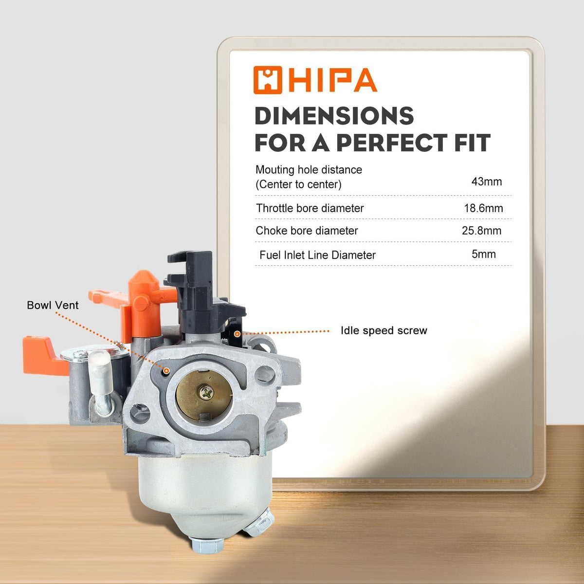 Hipa 0J88870123 carburetor side view highlighting durable materials.