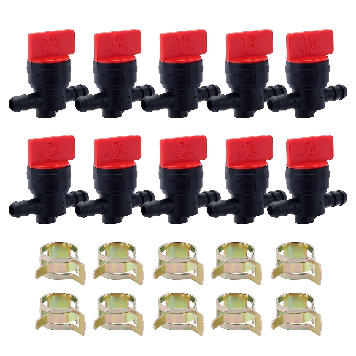 Hipa 1/4in inline fuel shut off valve close-up showing precise shut-off action for fuel line control.