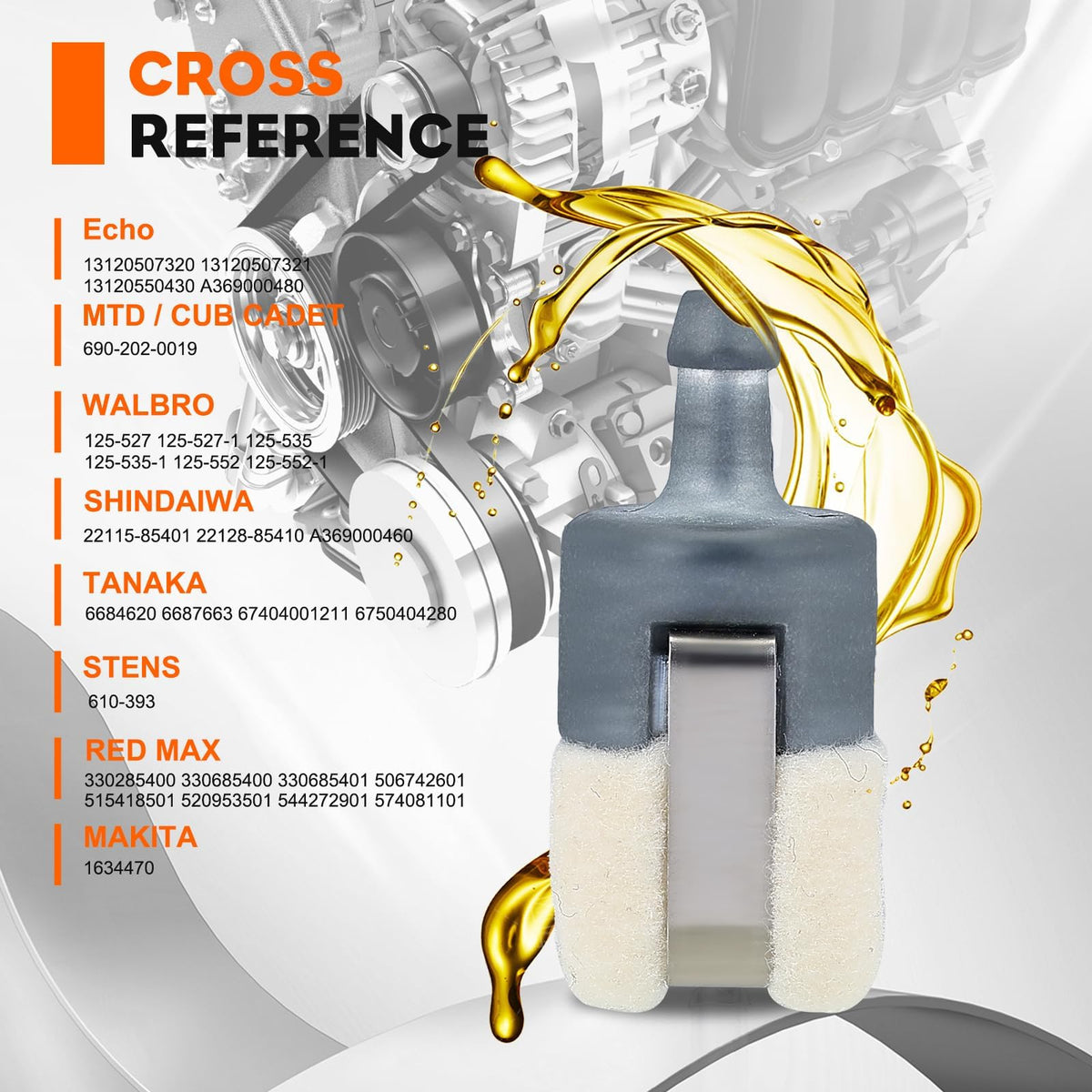 Hipa 125-527 fuel filter for Echo SRM225 maintains steady power during mowing