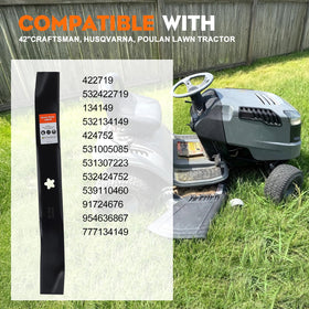 Hipa 2-pack 134149 mulching blades ready for quick swap and longer mower life.