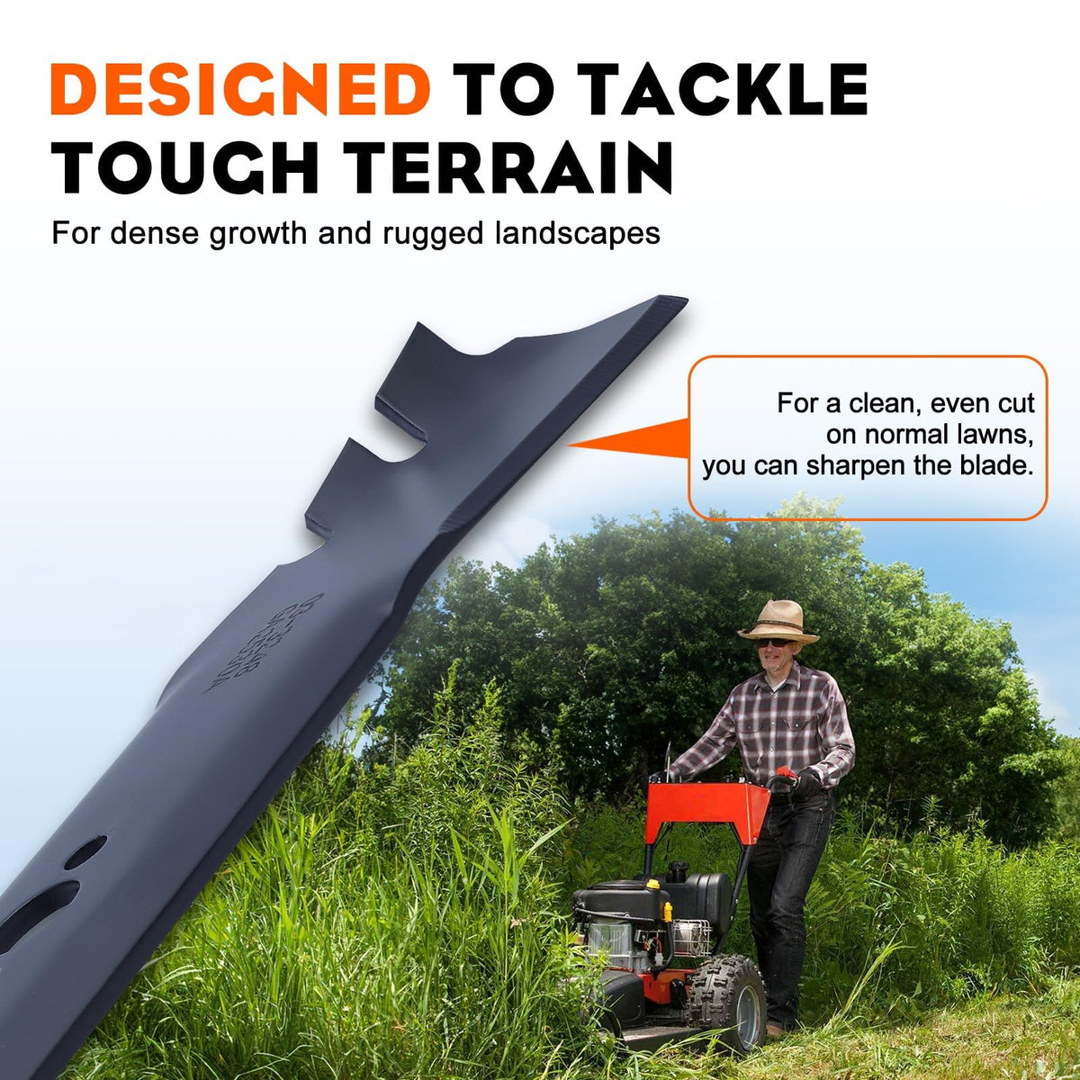 Hipa 30-inch blade design highlights high-lift for better bagging capacity.