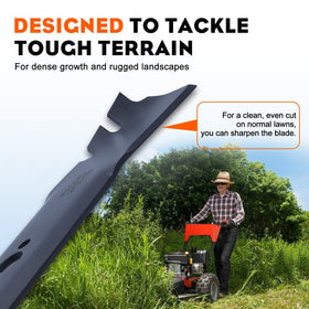 Hipa 30-inch blade design highlights high-lift for better bagging capacity.