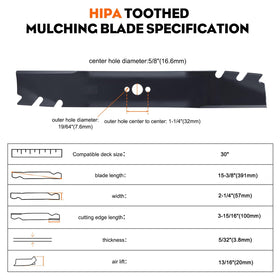 Hipa 2-pack blades shown during mowing with corrosion-resistant edges.