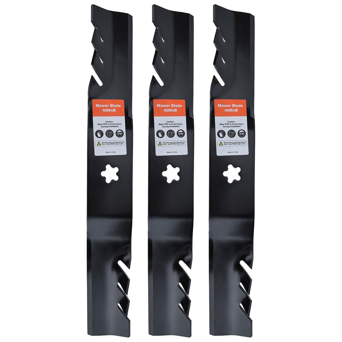 Hipa 3-pack mulching blades for 54inch deck ready for installation