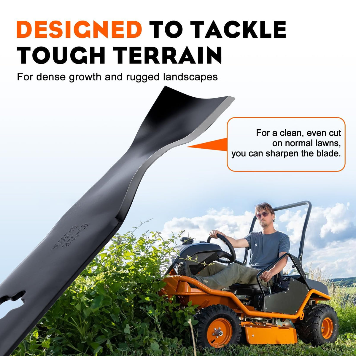 Hipa 3-in-1 mulching, bagging, and side discharge blade for versatile mowing.
