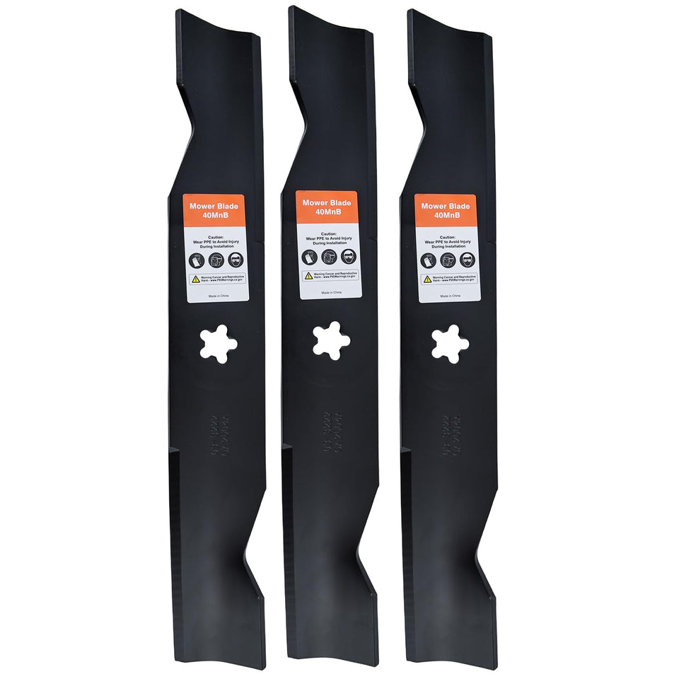 Hipa 3 pack blades with 532180054 high lift design improve cut quality for 48 inch mowers.