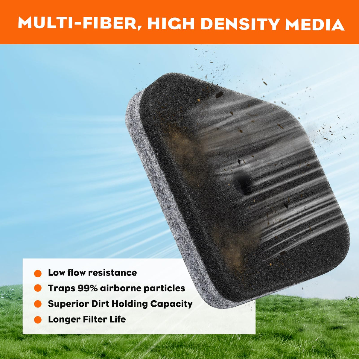 Hipa air filter close-up demonstrating filtration media and dirt capture.