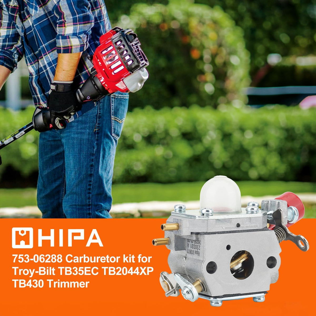 Hipa 753-06288 carburetor for Troy-Bilt TB2044XP enhances fuel-air mix efficiency.