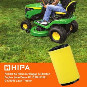 Hipa 793569 air filter side view highlights slim profile for fitting.