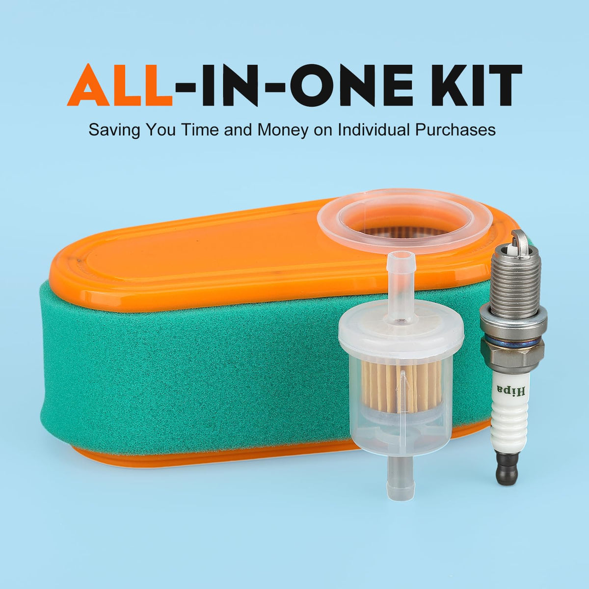 Hipa 795066 kit contents include air filter, fuel filter, spark plug for quick maintenance