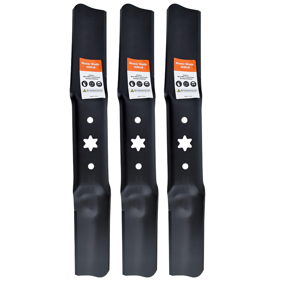 Hipa 942-05056 high lift blades in a 6-point star pack for Cub Cadet 54-inch decks, enhanced lift