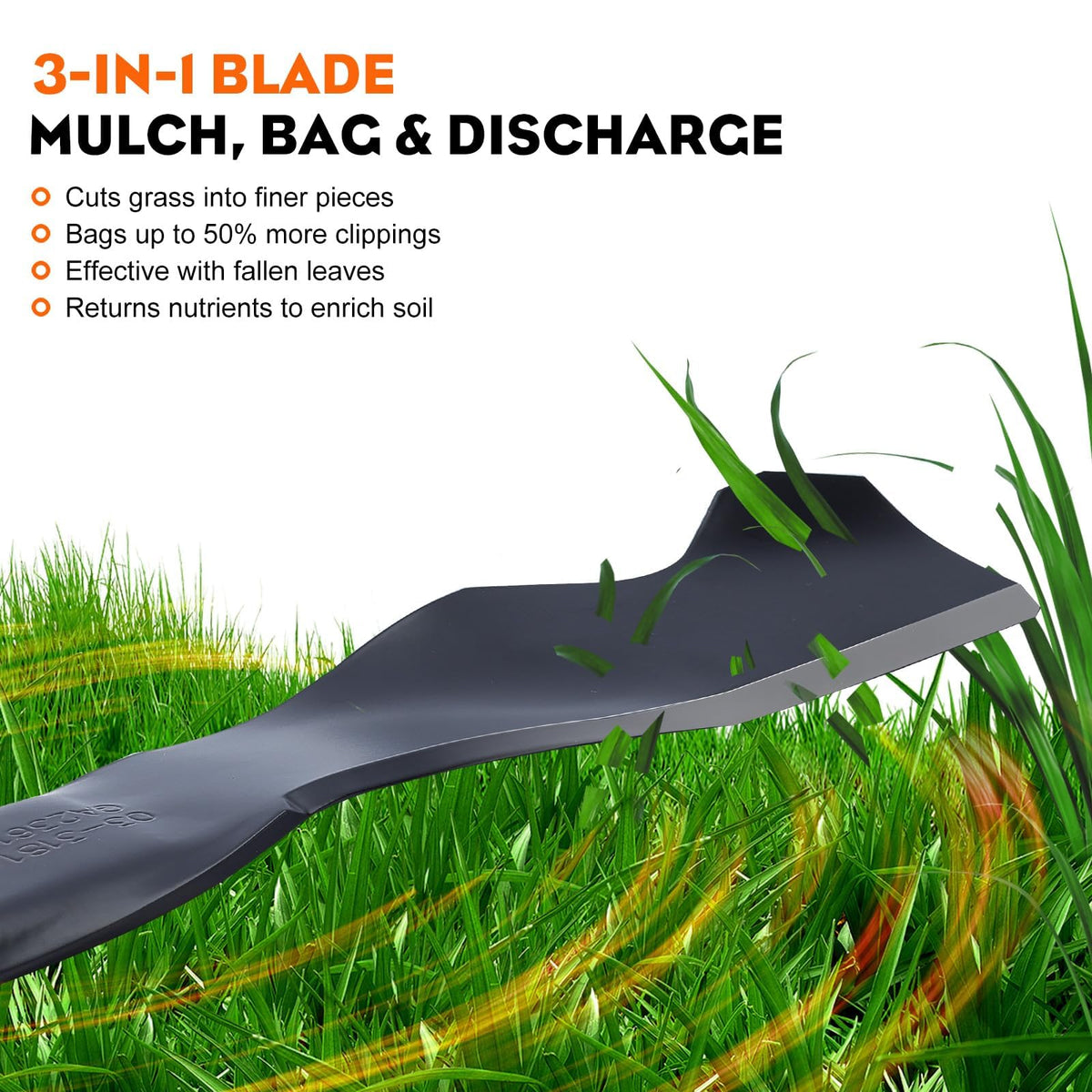 Hipa 942-0741A high-lift design enhances bagging capacity and debris clearance