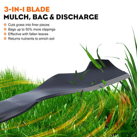 Hipa 942-0741A high-lift design enhances bagging capacity and debris clearance