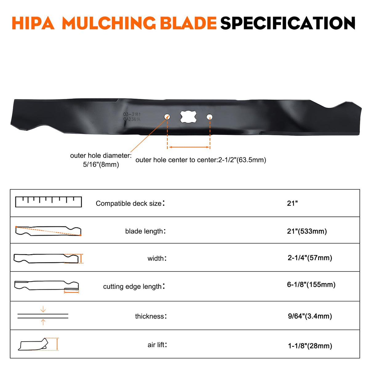 Hipa 942-0741a 21-inch blades mounted on Troy-Bilt deck illustrate compatibility.