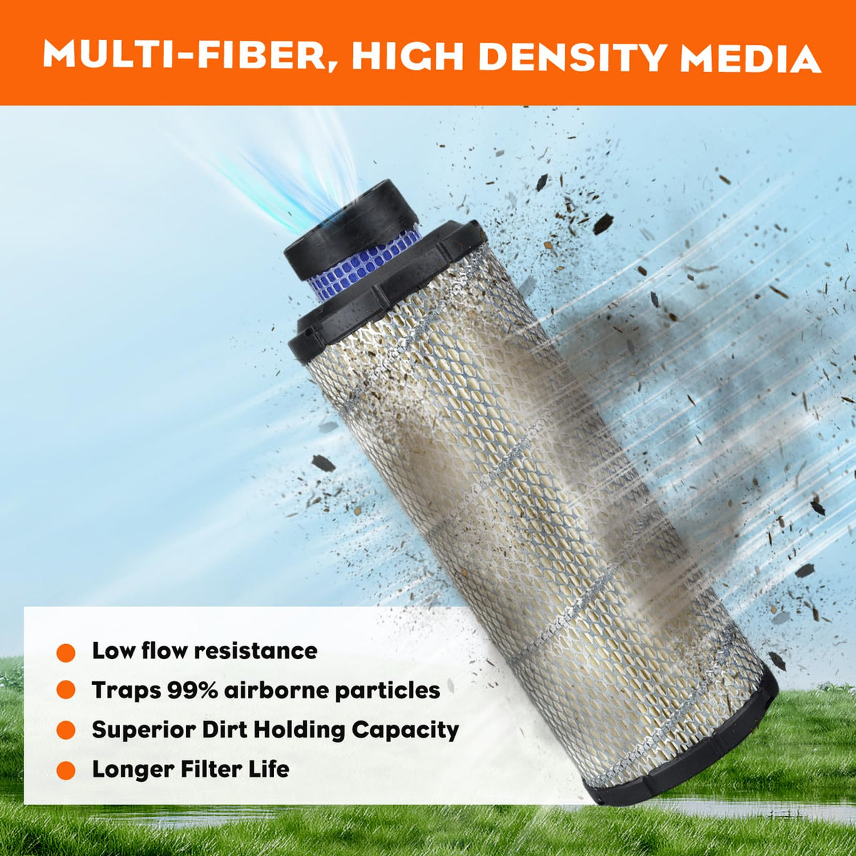 Close-up of Hipa air filter assembly showing durable construction.