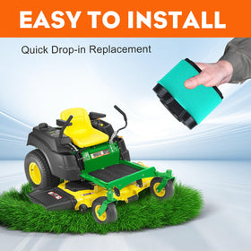 Easy, tool-free installation of HIPA air filter into mower