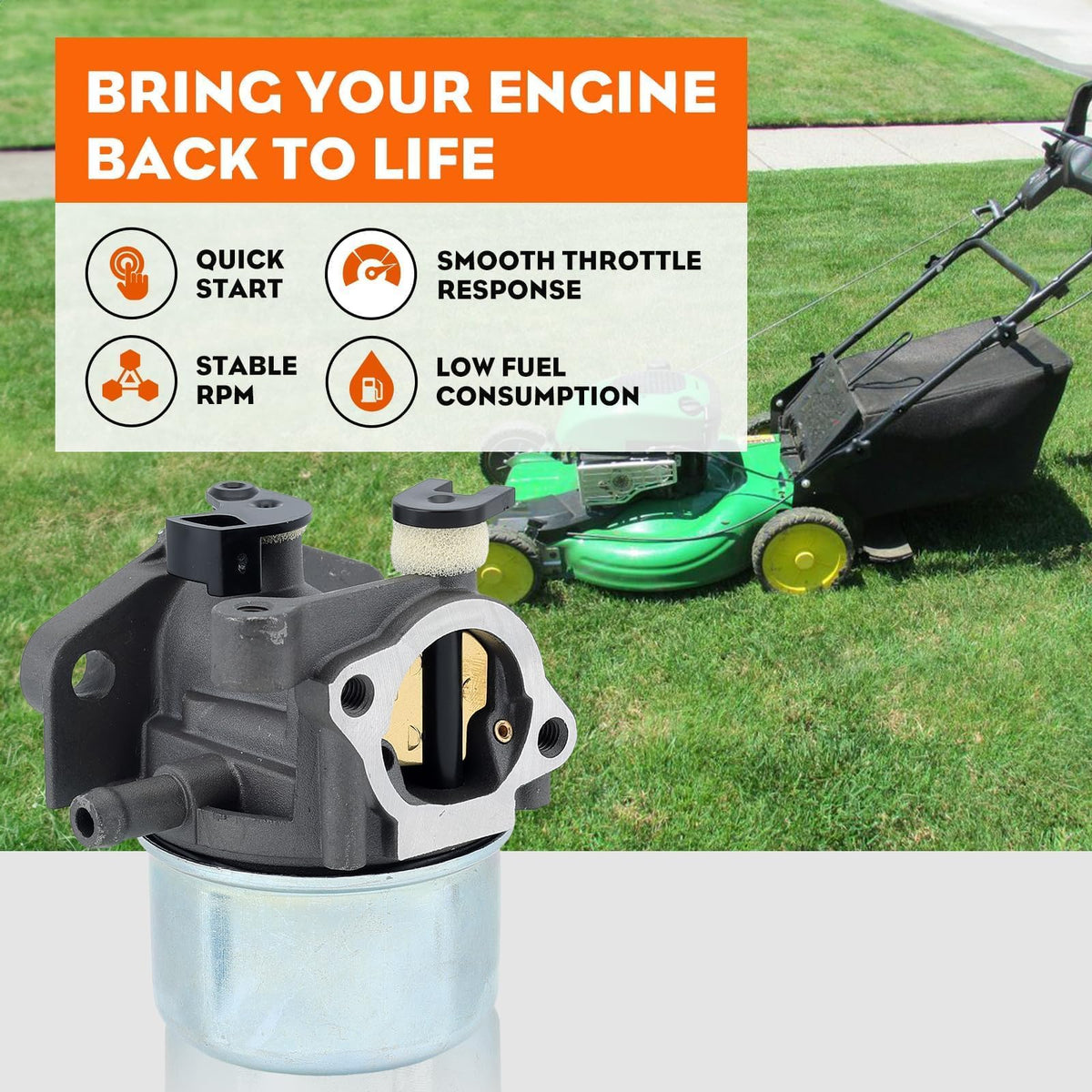 Included air filter enhances air intake for consistent performance.