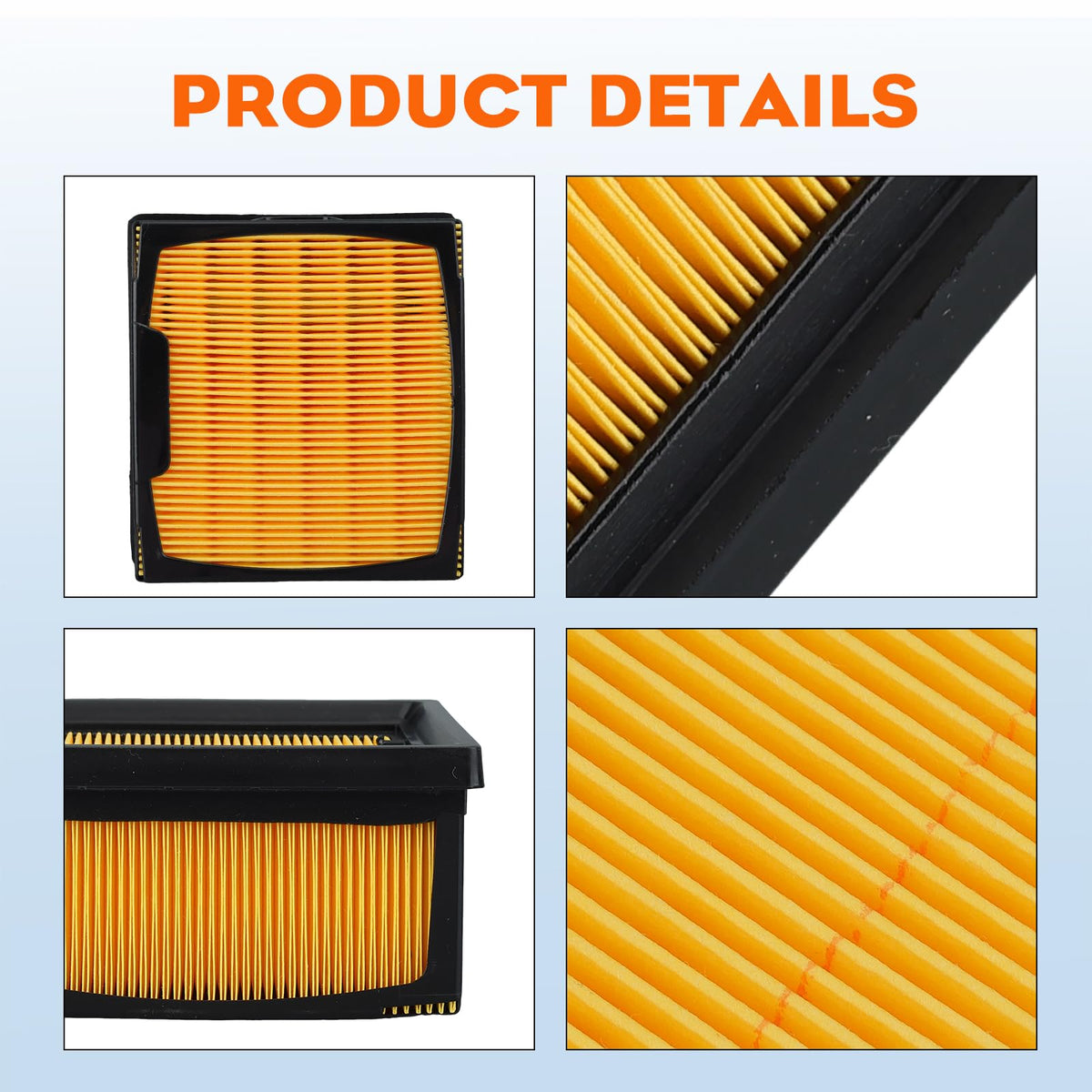 Hipa air filter kit pre-filter extends filtration surface and improves dust capture