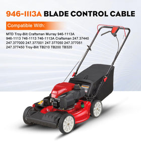 Hipa blade control cable length close-up, 51-1/4 inch reach for compatible mowers