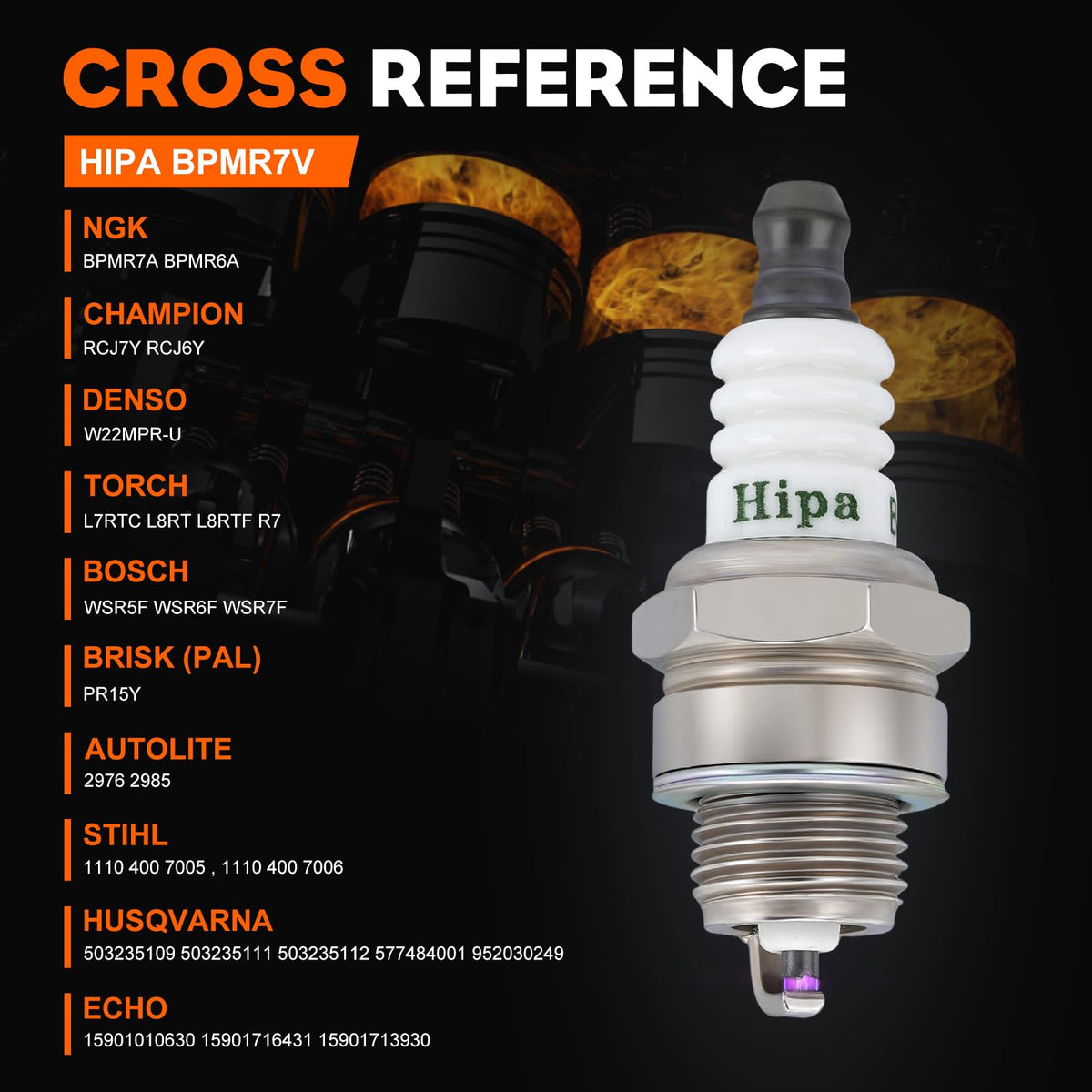 Hipa BPMR7A compatible with NGK 6703 for easy replacement.