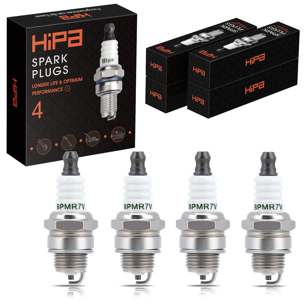Hipa BPMR7A spark plug four-pack for reliable ignition.
