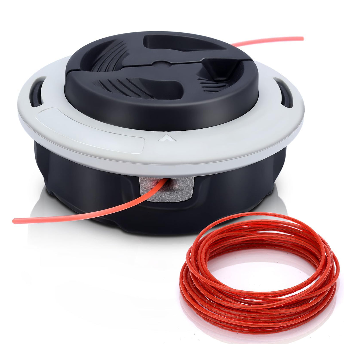 Hipa C26-2 trimmer head mounted on STIHL unit for quick line feeds.