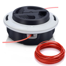 Hipa C26-2 trimmer head mounted on STIHL unit for quick line feeds.