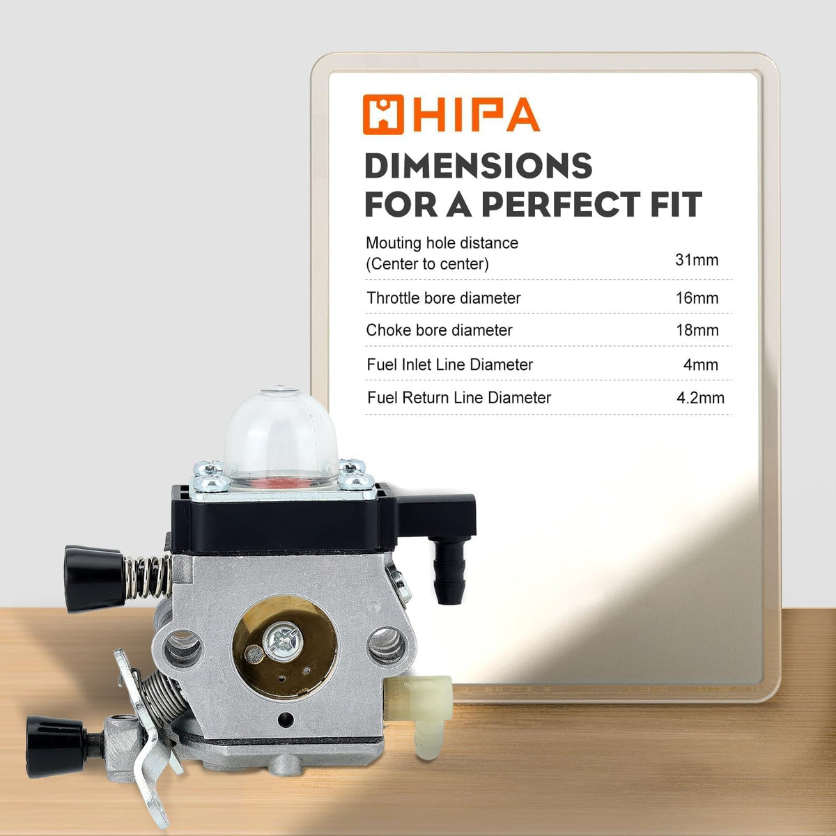 Hipa carburetor accessories included, showing gasket and fuel line set