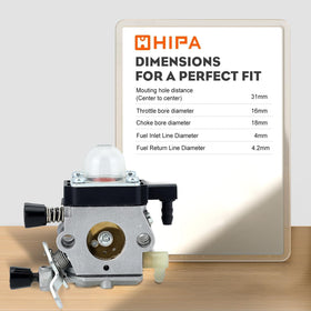 Hipa carburetor accessories included, showing gasket and fuel line set