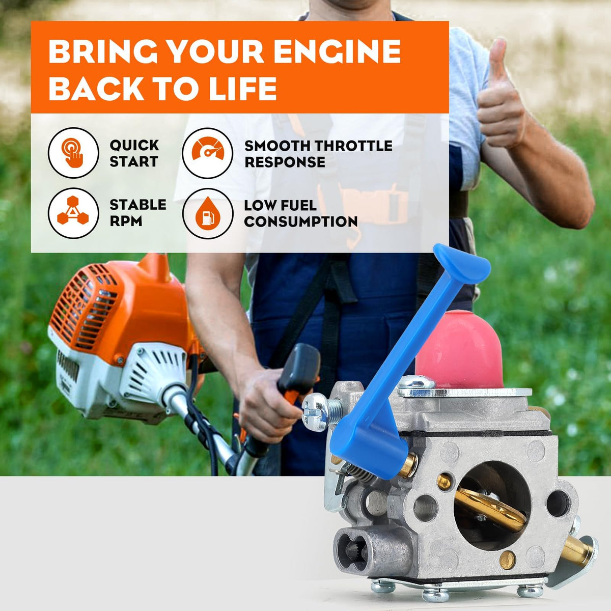 Hipa carburetor fuel lines and primer bulb arrangement for easy installation