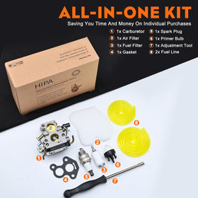Hipa carburetor kit primer-pump and fuel-lines ready for priming.
