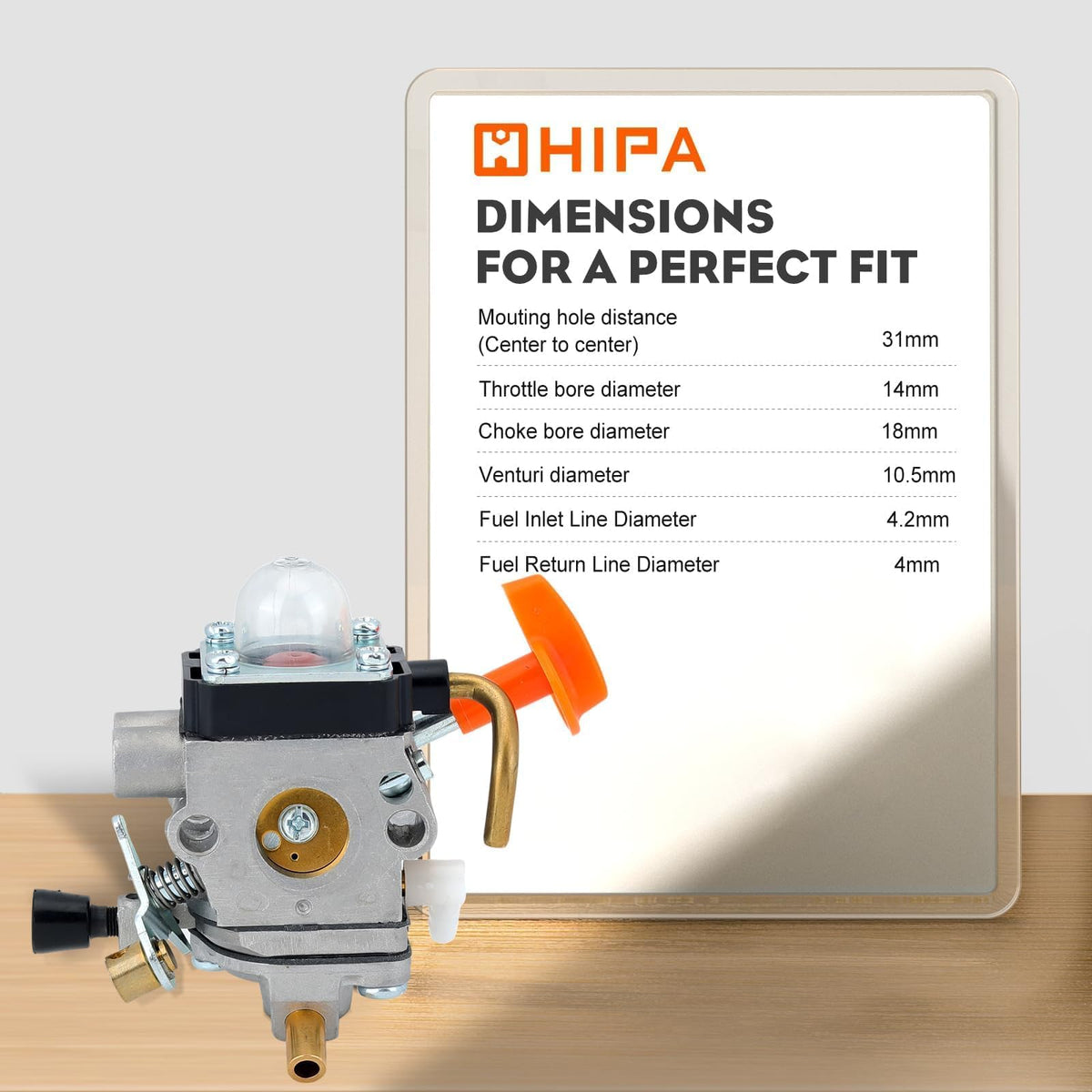 Hipa carburetor mounting holes and specs for precise fitment.