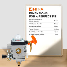 Hipa carburetor mounting holes and specs for precise fitment.