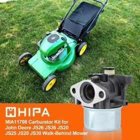 Opened package reveals all-in-one replacement kit for John Deere mowers.