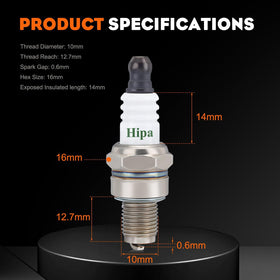 Hipa CMR6HCU spark plug thread and reach specification chart.