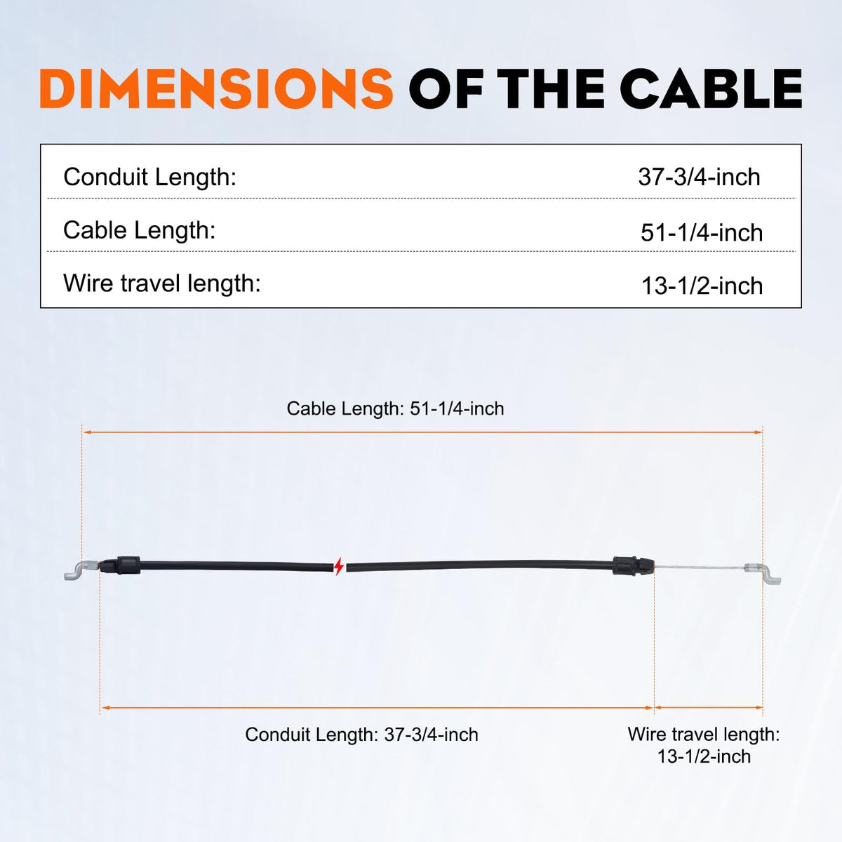 Hipa conduit length close-up showing 37-3/4 inch conduit for smooth operation