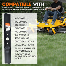 Hipa blades on Cub Cadet ZT1-54 deck close-up for precise mounting