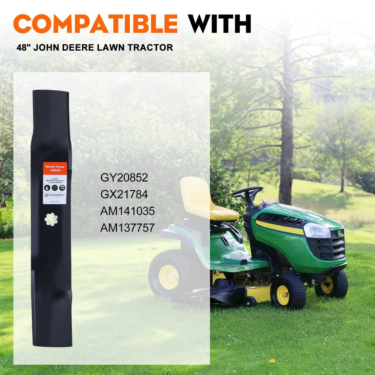 Hipa D140 E140 blades on 48-deck compatibility visual graphic