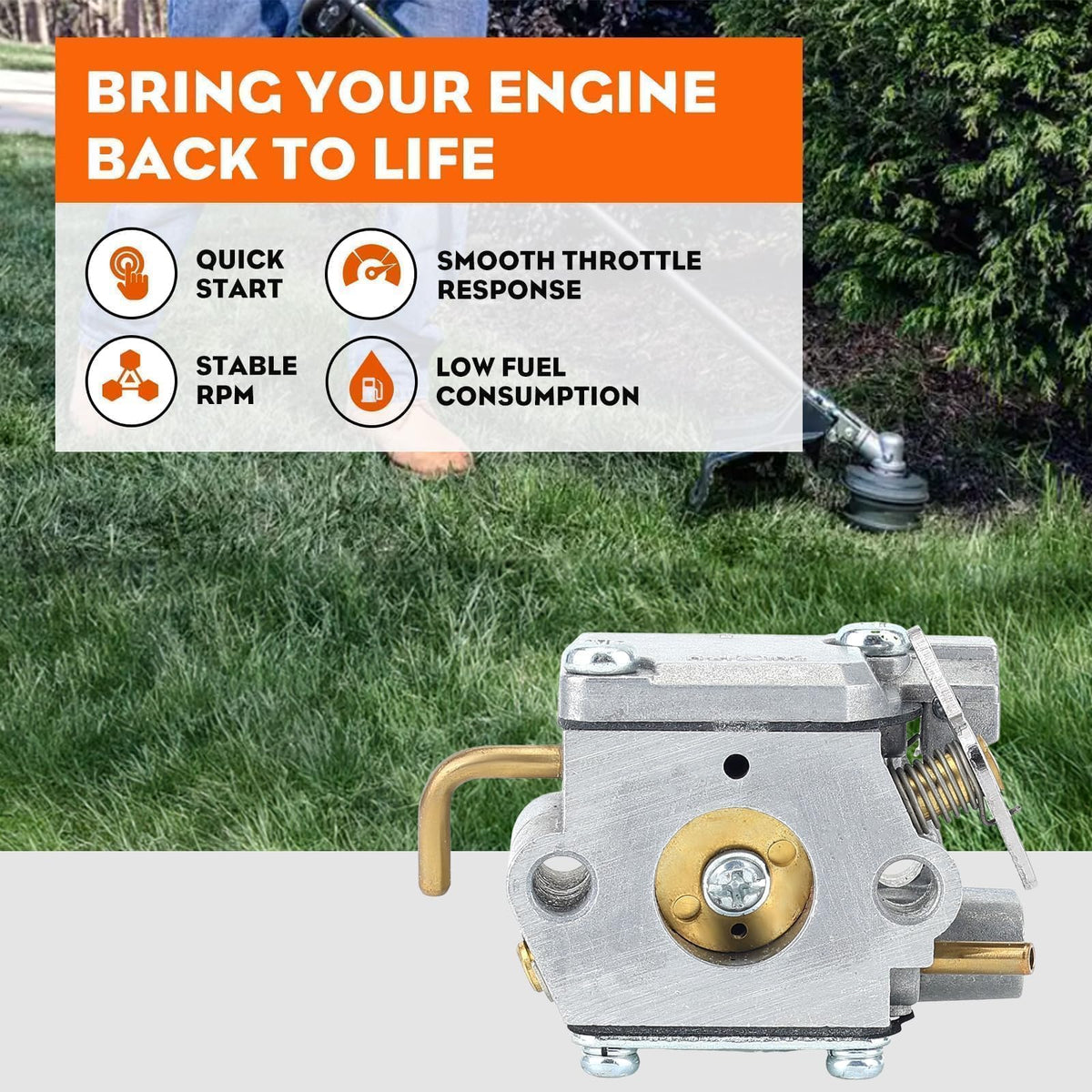 Diaphragm and fuel line assembly in Hipa kit ensures steady fuel flow.