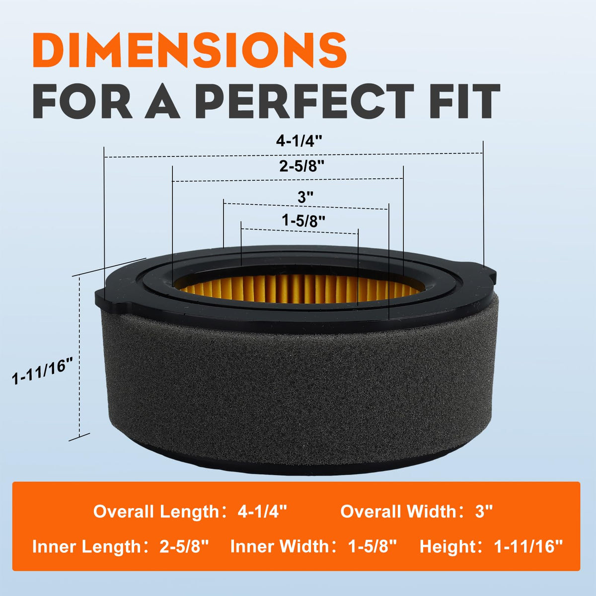 Hipa 208cc filter kit dimensions fit precisely for Craftsman and Troy-Bilt.