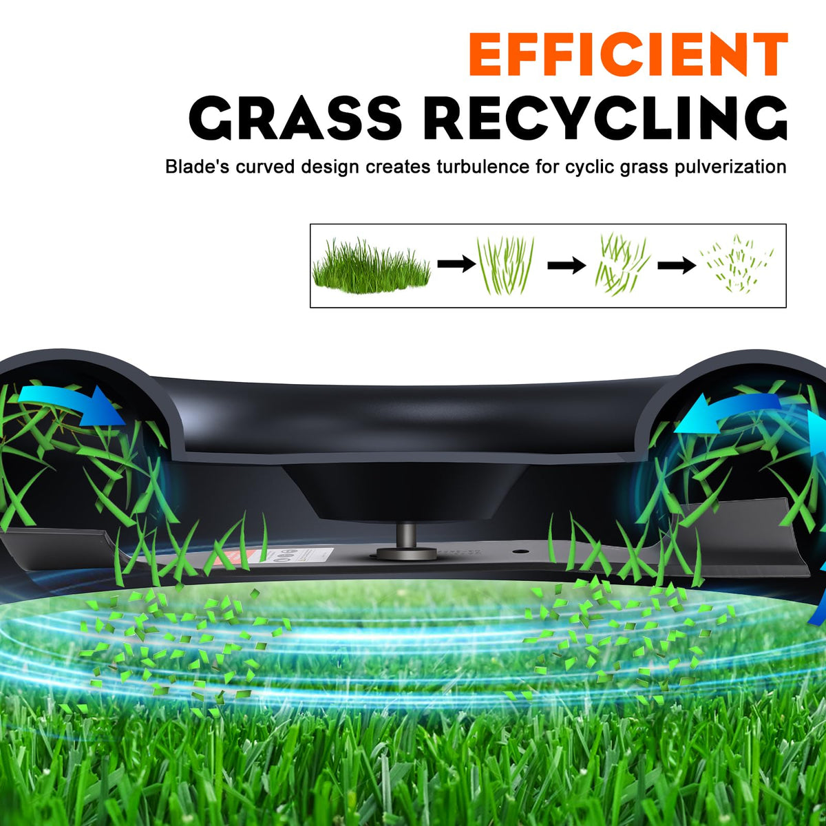 Hipa upward airflow blades improve pickup of clippings