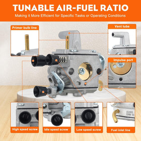 Hipa FS250 carburetor side view highlighting brass components for long-lasting performance