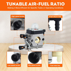 Hipa FS38 carburetor side view highlights compact design for easy installation
