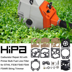 Hipa FS40 carburetor kit fuel line and grommets ready for easy replacement.