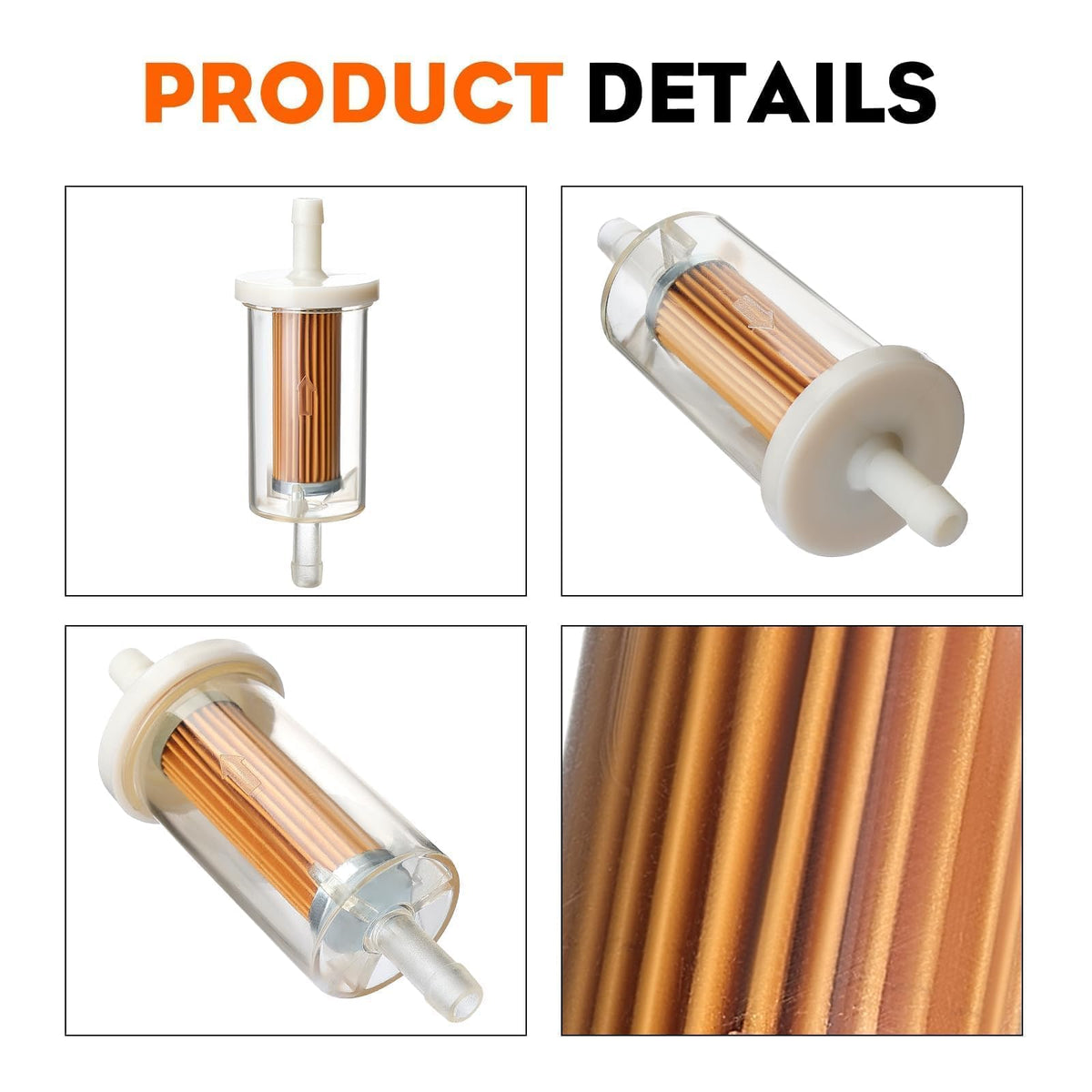 HIPA inline fuel filter with 1-1/8 inch outer diameter in use