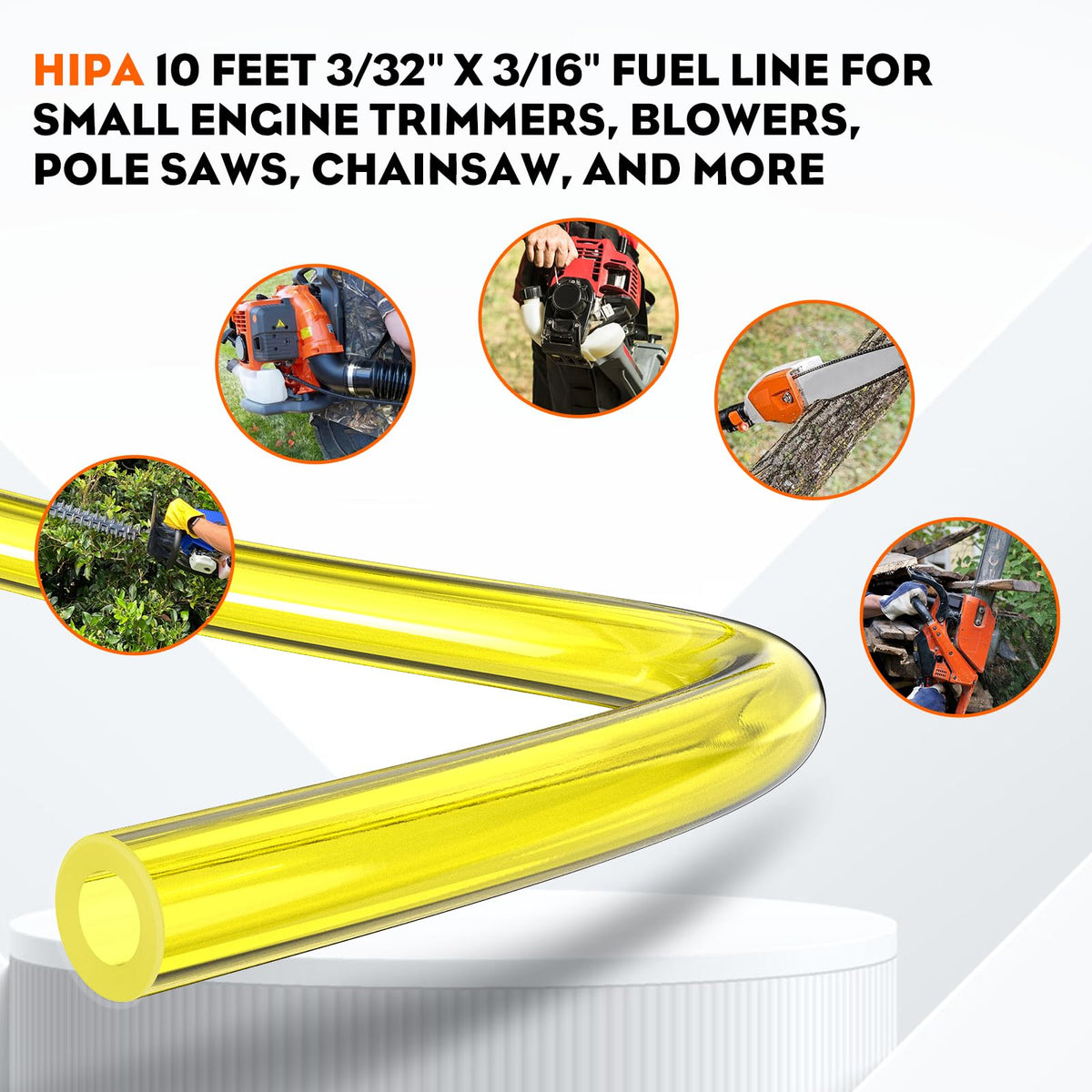 Hipa fuel line hose coiled view demonstrates 10-foot length for easy routing.