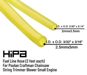Hipa fuel line hose 140od 080id, 2ft, durable supply line for small engines