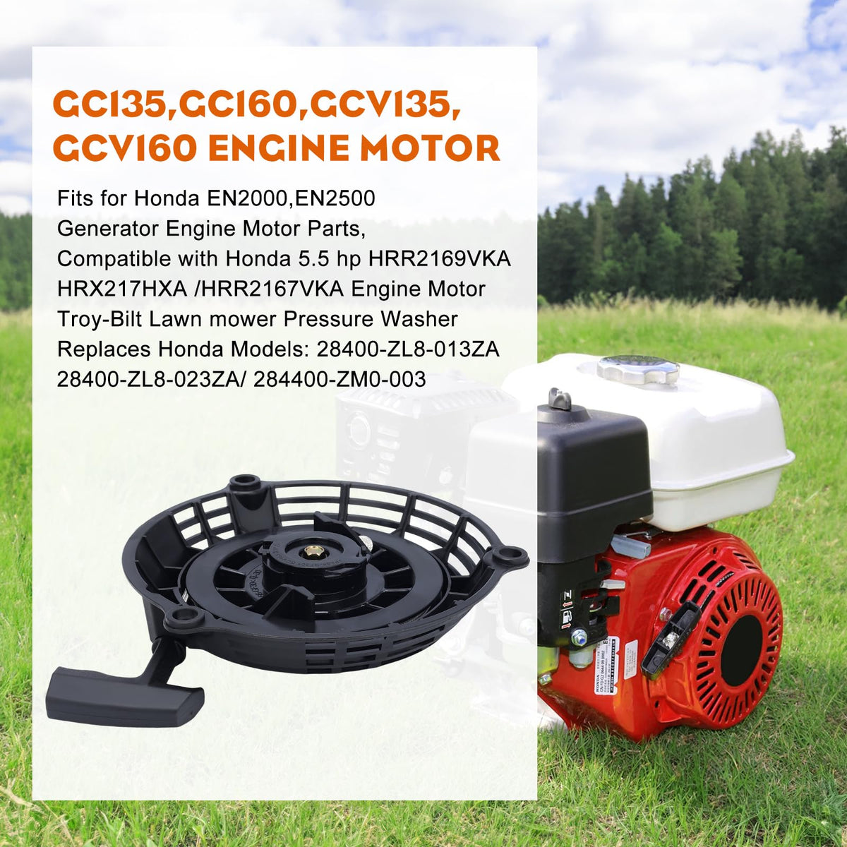 Hipa GCV160 pull-start housing detail shows durable construction