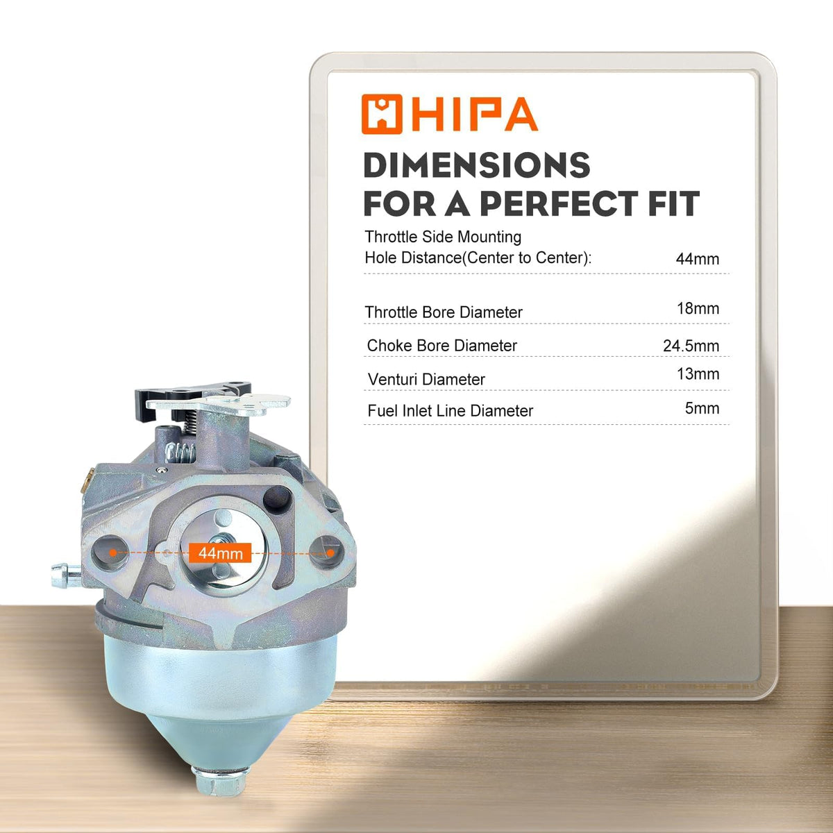Hipa GCV190 carburetor pre-tuned for quick replacement and fewer adjustments.